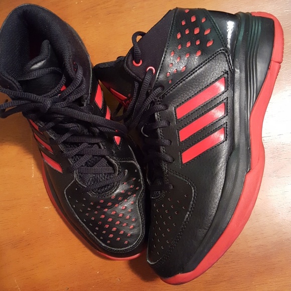 adidas Other - Adidas Basketball Hi-Tops Black & Red Sneakers